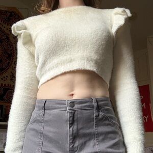 Bershka Cream Crew Neck Sweater